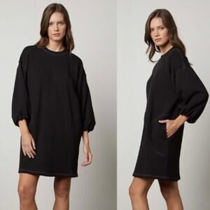Velvet by Graham & Spencer Long Balloon Sleeves Jensen Mini Dress Black Sz M